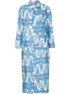 Julien David Textured Long Sleeve Dress - Blue