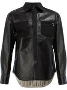 Junya Watanabe Comme Des Garçons Man Shirt Leather Jacket, Men's, Size: Small, Black, Cotton/horse Leather/polyester