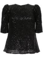 Rachel Gilbert Nancy Shoulder Detail Sequin Top - Black