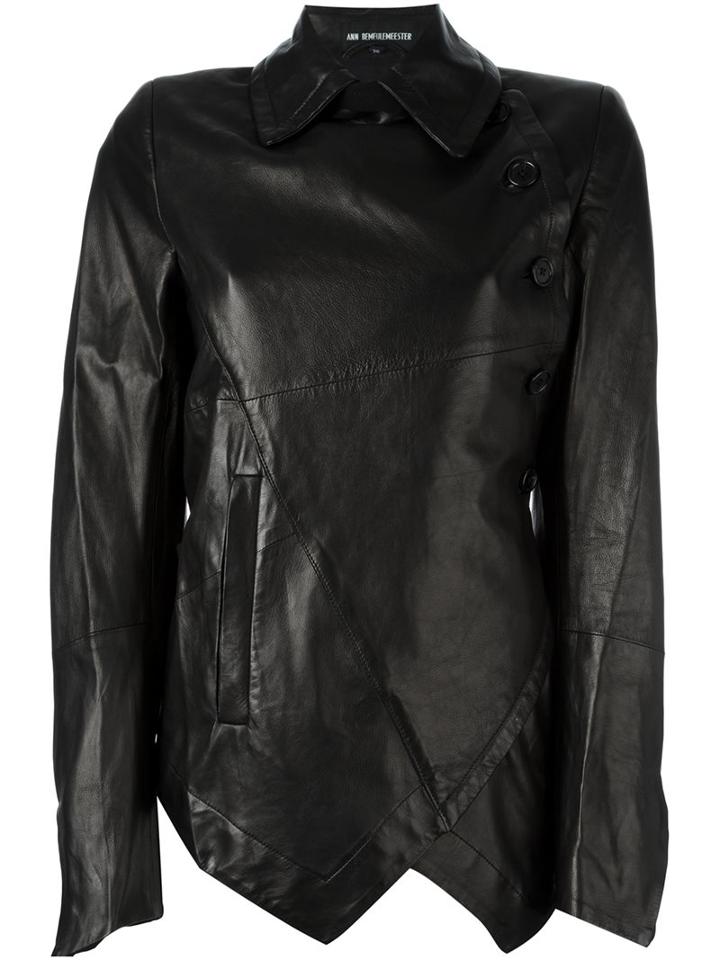 Ann Demeulemeester Asymmetric Jacket, Women's, Size: 38, Black, Cotton/leather/polyamide/virgin Wool