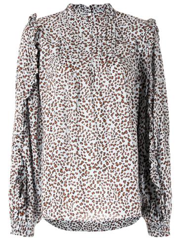 Munthe Leopard Print High Neck Blouse - Blue