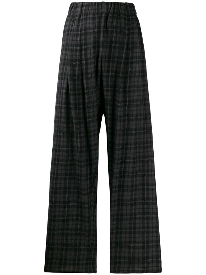 Apuntob Cropped Checked Trousers - Black