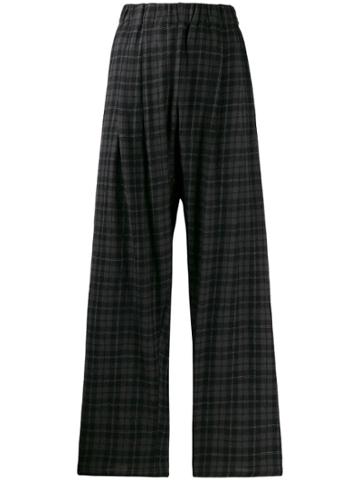 Apuntob Cropped Checked Trousers - Black