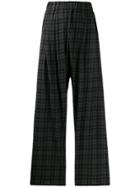 Apuntob Cropped Checked Trousers - Black