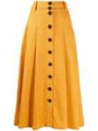 Sjyp Button-up Flared Skirt - Yellow