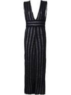 The Elder Statesman Sheer Stripe Long Dress, Women's, Size: Medium, Black, Silk/cashmere