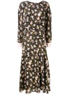 Essentiel Antwerp - Long Floral Tea Dress - Women - Silk/viscose - 36, Black, Silk/viscose