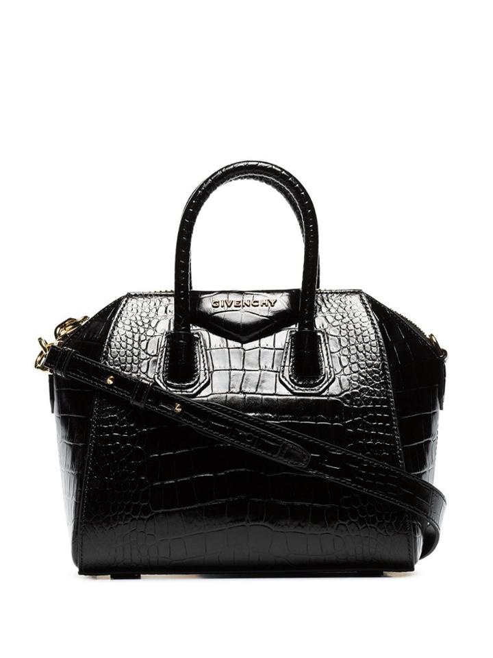 Givenchy Mini Antigona Croc-effect Tote - Black