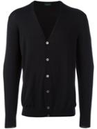 Zanone V-neck Cardigan, Men's, Size: 52, Blue, Polyamide/virgin Wool