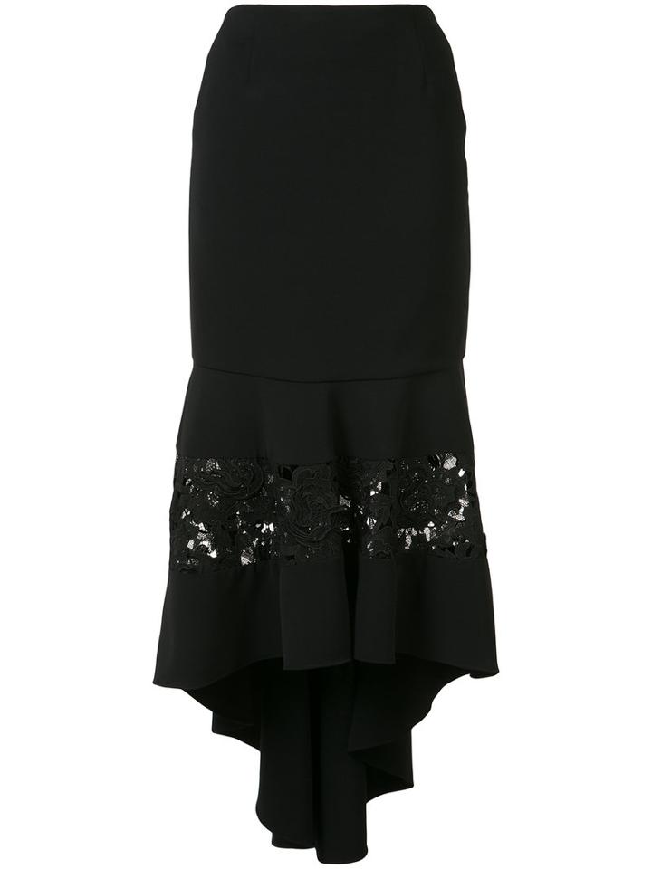 Christian Siriano - Fitted Lace Panel Skirt - Women - Polyester/polyurethane/silk Crepe - 6, Black, Polyester/polyurethane/silk Crepe