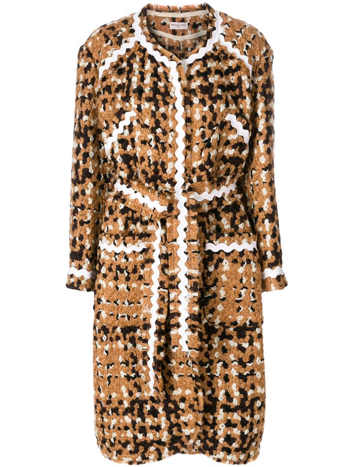 Veronique Leroy Long Tweed Coat - Brown
