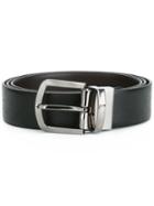Emporio Armani Logo Emblazoned Belt, Men's, Black, Calf Leather
