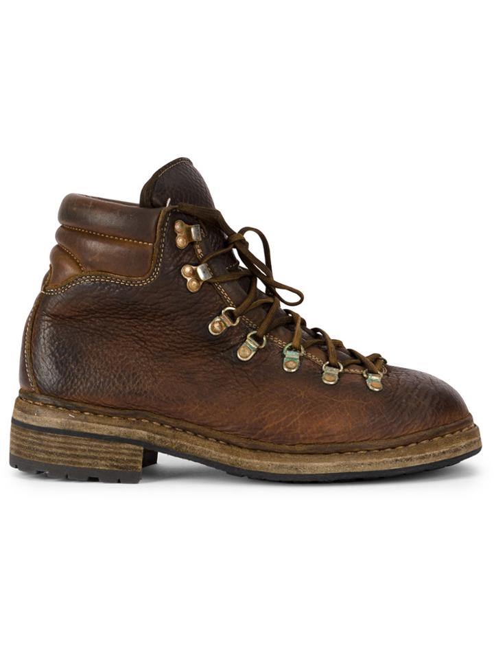 Guidi Eyelet Lace-up Boots - Brown