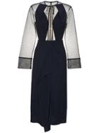 Roland Mouret Devens Keyhole Sheer Dress - Blue