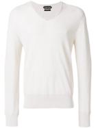 Tom Ford Fine Knit V-neck Sweater - Nude & Neutrals