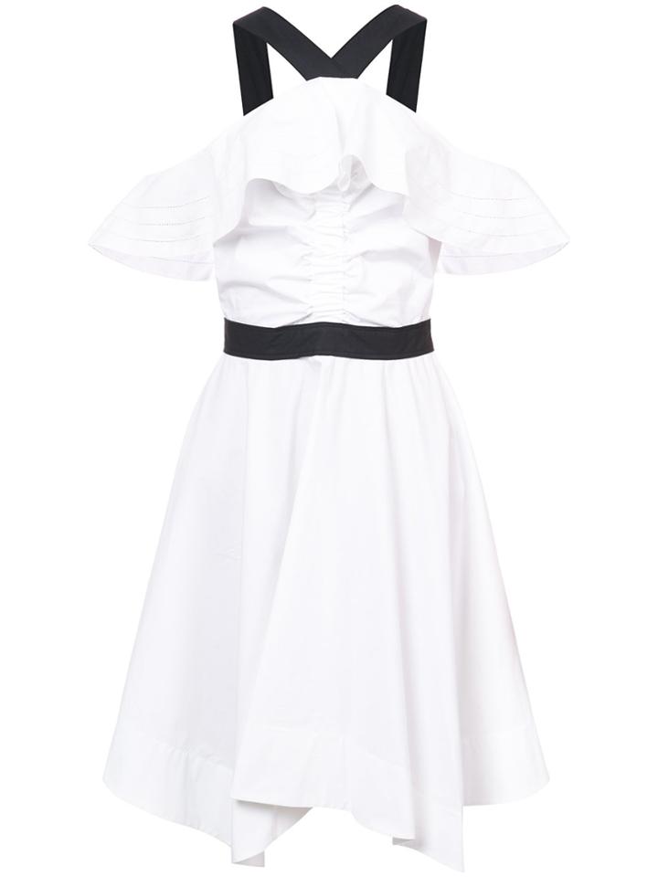 Derek Lam 10 Crosby Off The Shoulder Halter Dress - White