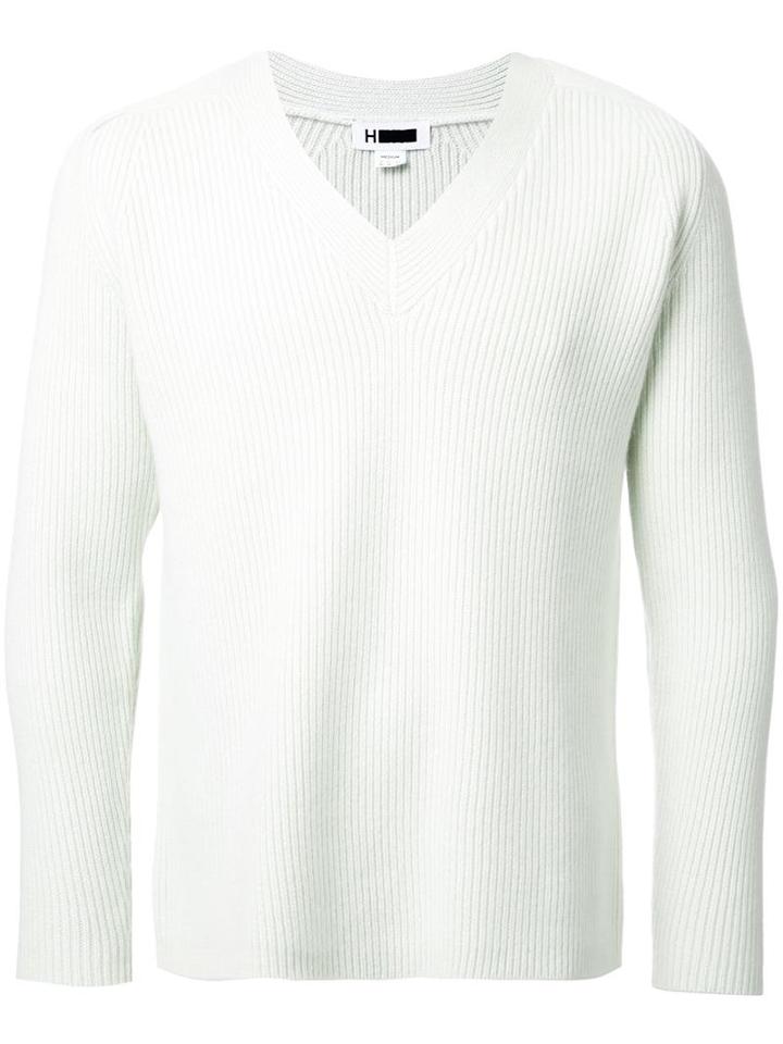 H Beauty & Youth V Neck Jumper, Men's, Size: Medium, Green, Cashmere