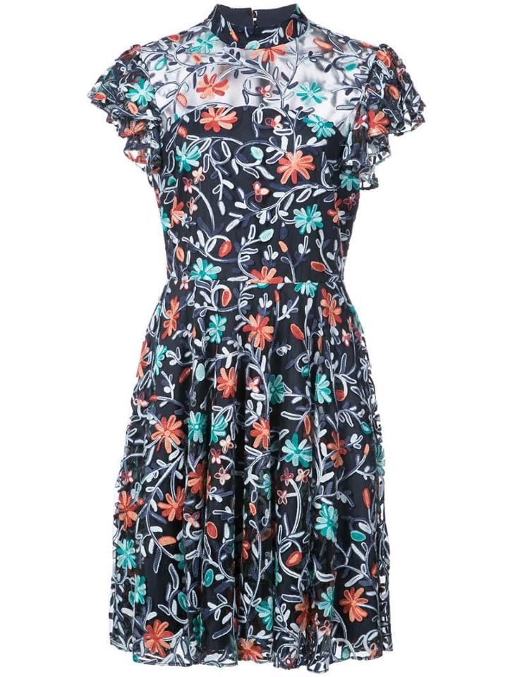 Zac Zac Posen Floral Printed Flared Dress - Blue