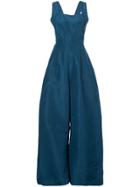 Oscar De La Renta Flared Tailored Jumpsuit - Blue