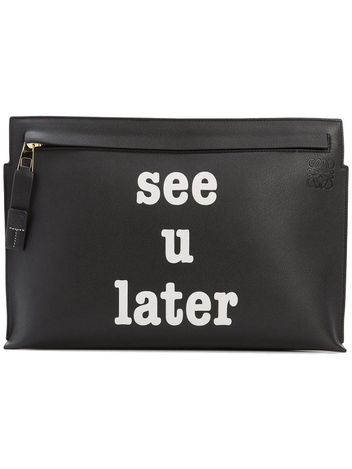 Loewe See You Later Print Clucth, Women's, Black, Calf Leather