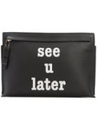 Loewe See You Later Print Clucth, Women's, Black, Calf Leather