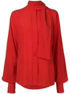 Victoria Beckham Tie Neck Blouse - Red