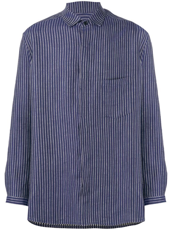 Yohji Yamamoto - Woven Stripe Shirt - Men - Linen/flax - M, Blue, Linen/flax