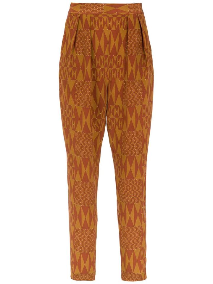 Andrea Marques Printed Silk Pants - Brown