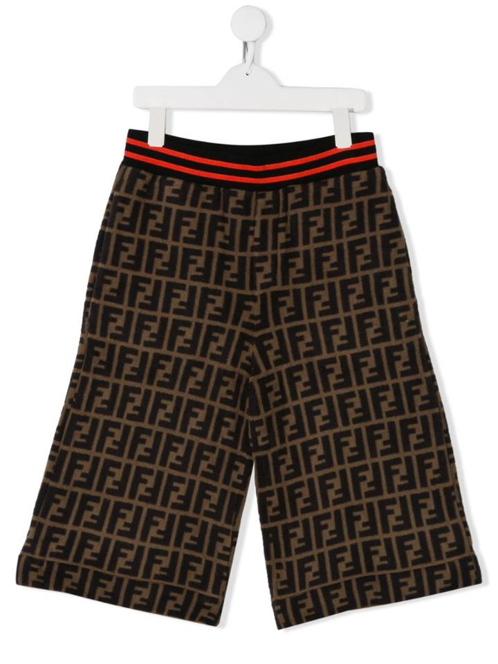 Fendi Kids Teen Ff Logo Shorts - Brown