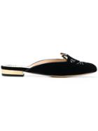 Charlotte Olympia Kitty Velvet Mules - Blue
