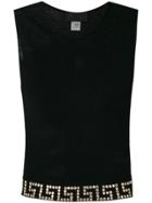Versace Vintage Greca Studded Knit Tank - Black