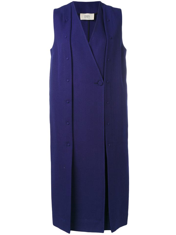 Ports 1961 - Layered Waistcoat - Women - Cotton/sisal/virgin Wool - 42, Blue, Cotton/sisal/virgin Wool