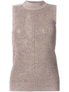 Jil Sander Navy Speckled Knit Turtleneck Tank - Brown