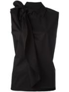 Mm6 Maison Margiela Tie Knot Detail Blouse, Women's, Size: 44, Black, Cotton