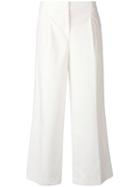 Boutique Moschino Cropped Tailored Trousers, Size: 40, White, Cotton/other Fibers