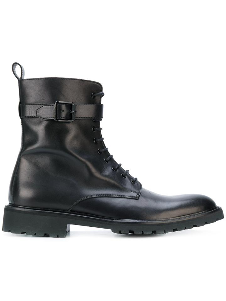 Belstaff Lace Up Buckle Boots - Black