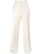 Gucci Loved Embroidered Wide-leg Trousers - Nude & Neutrals