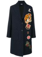 P.a.r.o.s.h. Chevron Pattern Coat With Patches - Blue