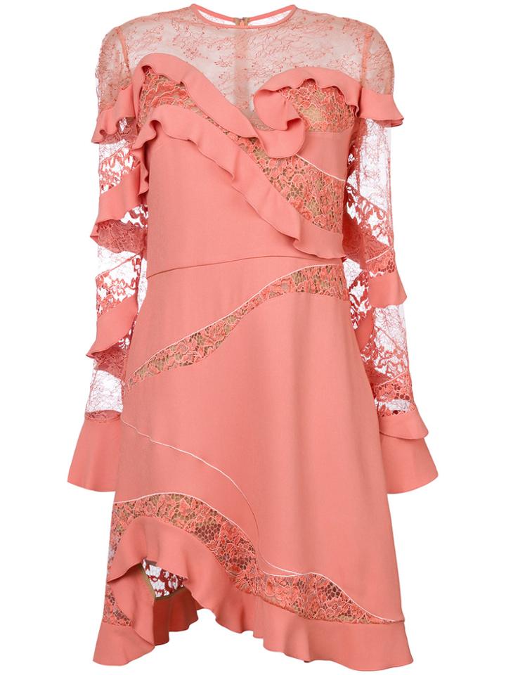 Elie Saab Ruffle Trim Dress - Pink & Purple