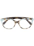 Valentino Eyewear Tortoiseshell Oversized Glasses - Multicolour