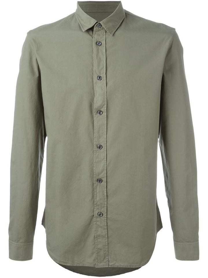 Maison Margiela Classic Long Sleeve Shirt, Men's, Size: 38, Green, Cotton