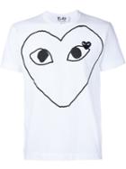 Comme Des Garçons Play Heart Print And Application T-shirt, Men's, Size: Medium, White, Cotton
