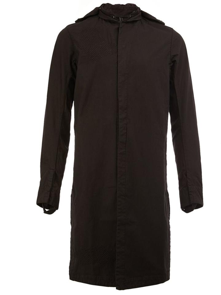 11 By Boris Bidjan Saberi Mid Hooded Coat, Men's, Size: Large, Black, Cotton/spandex/elastane