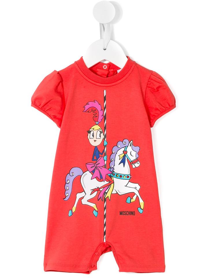 Moschino Kids - Caroussel Romper - Kids - Cotton/spandex/elastane - 6-9 Mth, Red