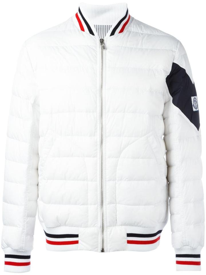 Moncler Gamme Bleu Quilted Baseball Jacket, Men's, Size: 5, White, Polyamide/cupro/feather Down