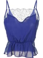 Fleur Du Mal - Rose Lace Cami - Women - Silk/polyester - S, Women's, Blue, Silk/polyester