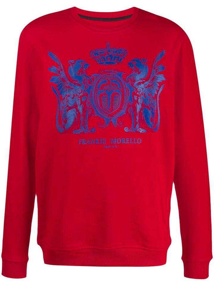 Frankie Morello Printed Crest-logo Sweatshirt - Red