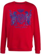 Frankie Morello Printed Crest-logo Sweatshirt - Red
