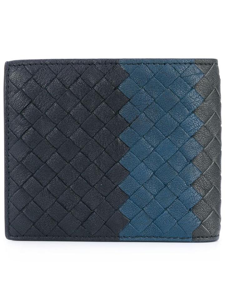 Bottega Veneta Sapphire Blue Intrecciato Lamb Club Bi-fold Wallet -