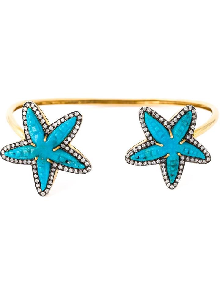 Gemco Turquoise And Diamond Starfish Bangle